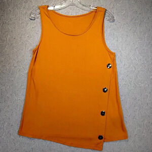 Women's Mustard Asymmetrical Sleeveless Tunic Length  Tank Top CK MEASUREMENTS